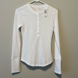 American Eagle White Henley